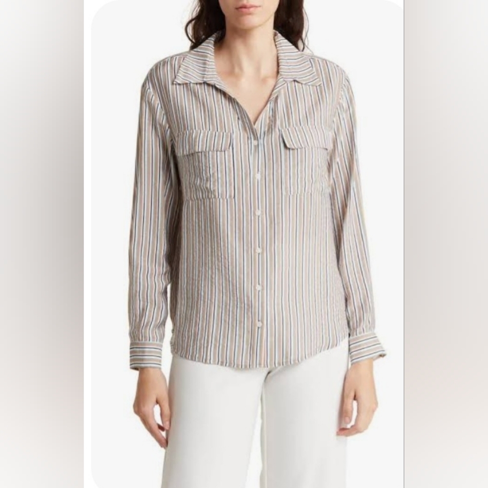 Pleione Crinkle Button Up Shirt